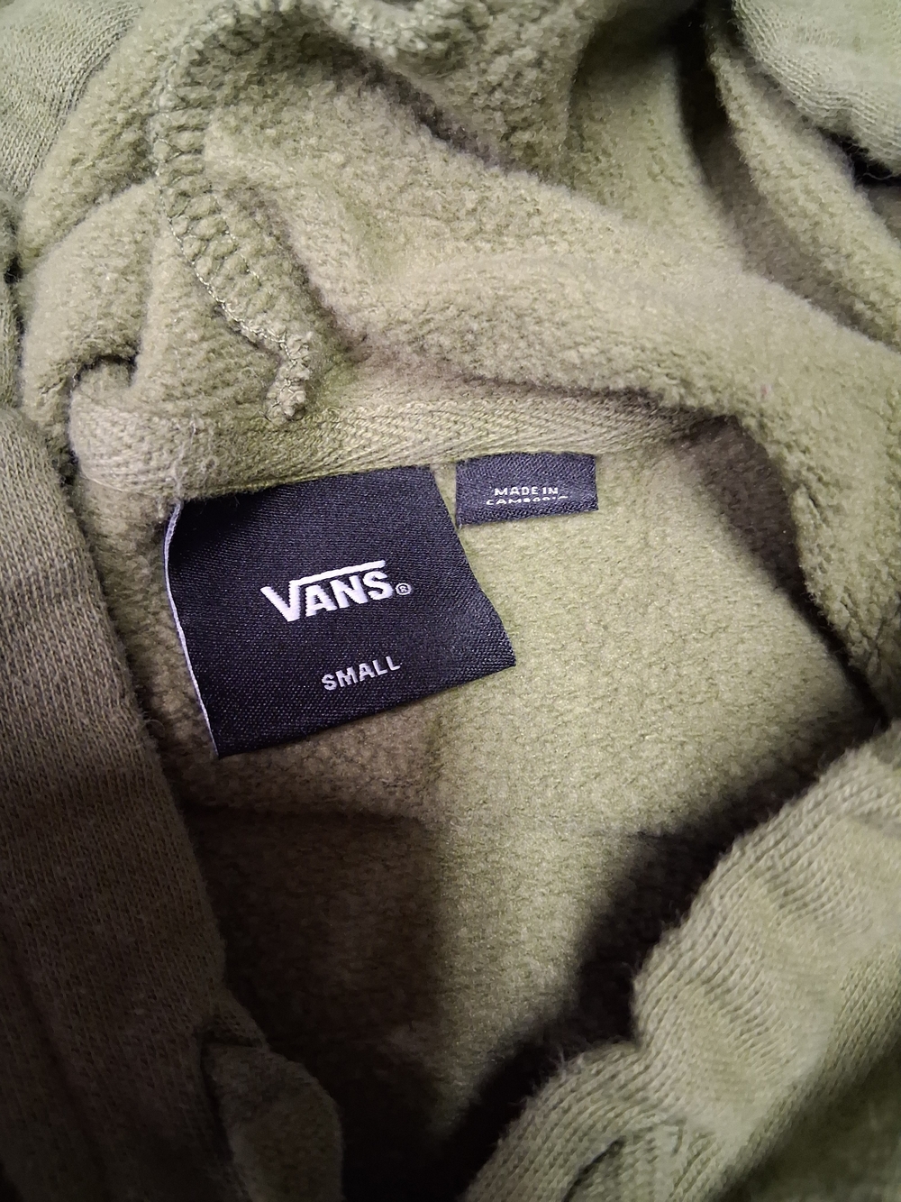 Vans Olive Green Hoodie with Black Logo - Picture 6 of 7